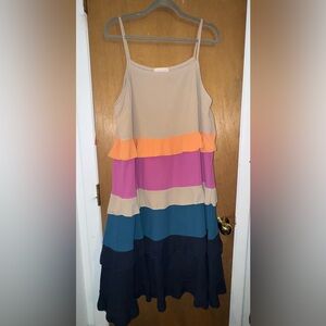 Sugarfox Colorful Striped Sleeveless Dress, Size XL